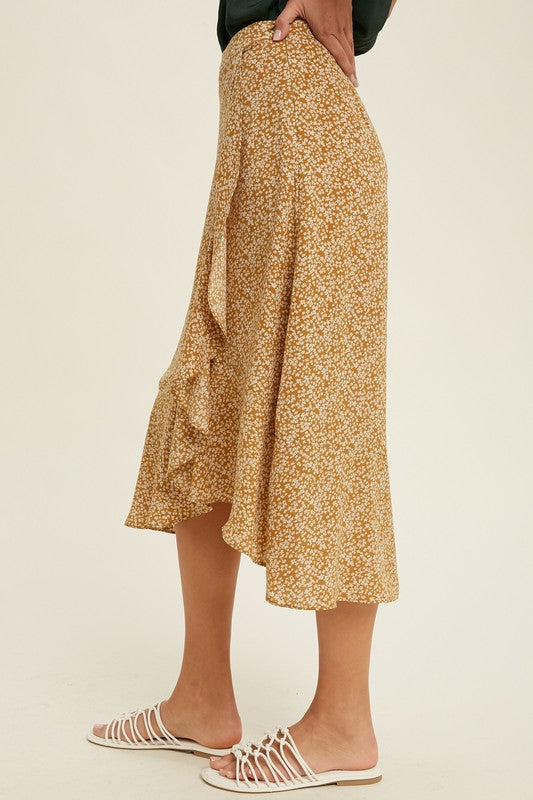 Mustard Floral Mini Skirt