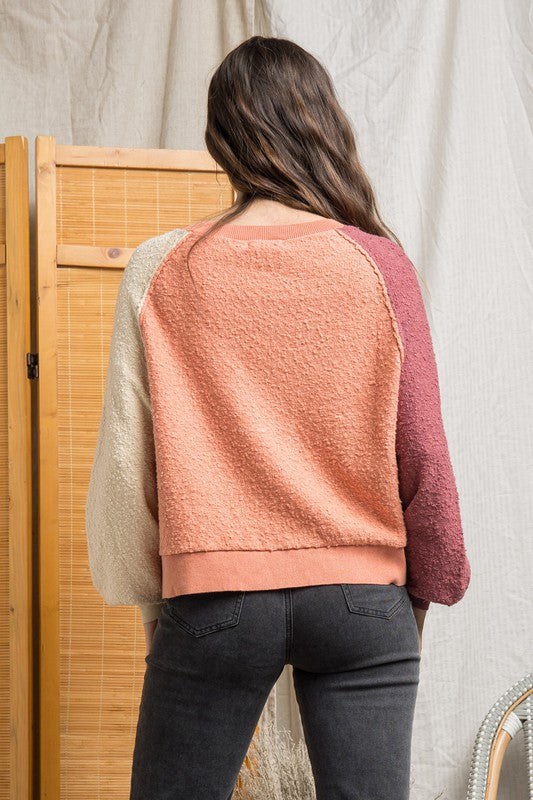Textured Colorblock Sweater