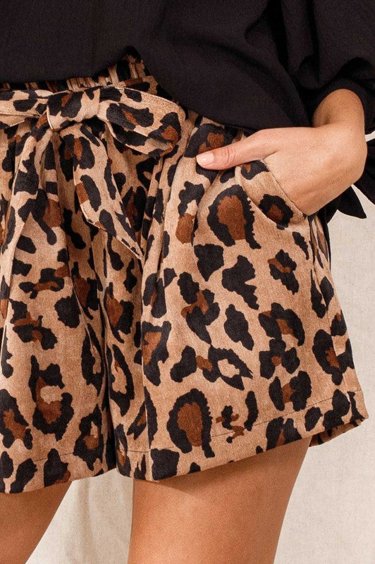 Leopard Corduroy Shorts