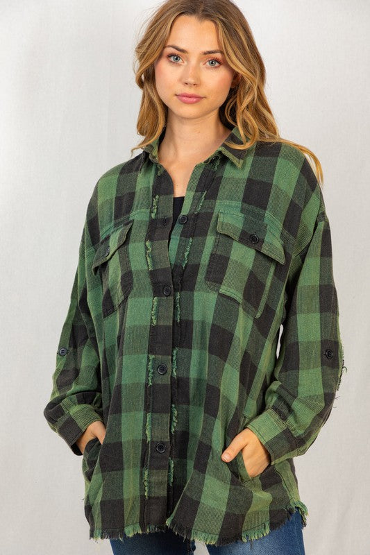 Hunter Green Buffalo Plaid Top