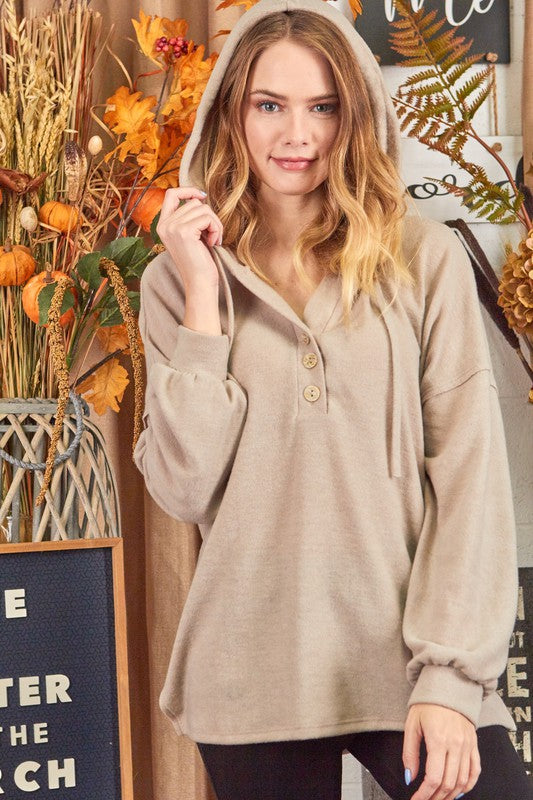 Cream Hoodie Top