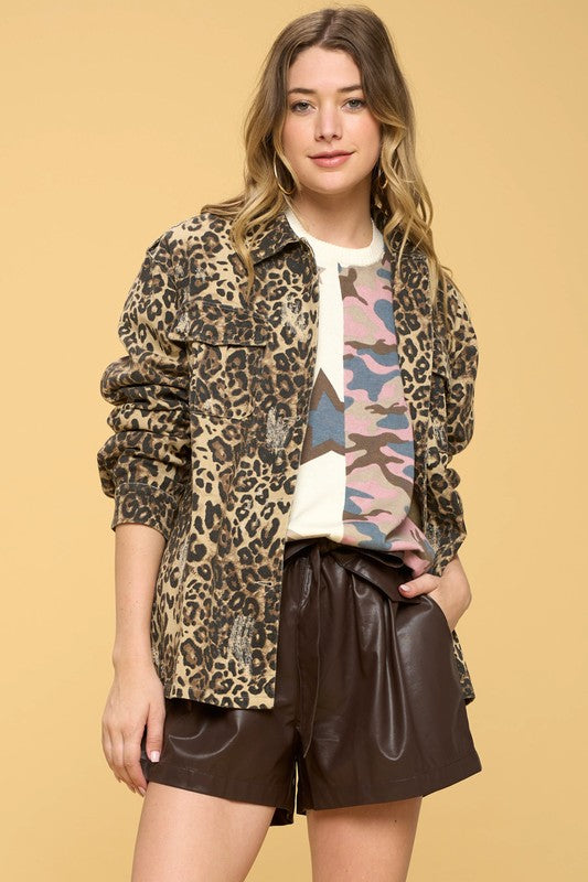 Washed Leopard Print Jacket