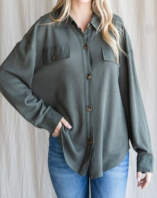 Olive Thermal Long Sleeve Top