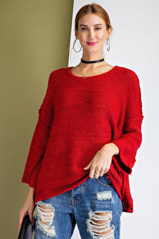Red Oversized Knit Sweater