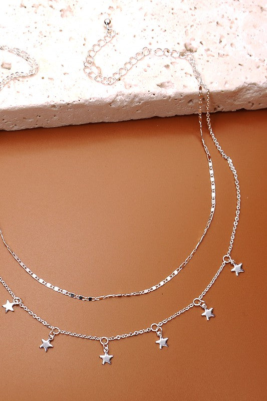 Double Layer Star Drop Necklace