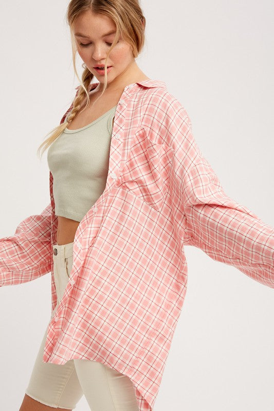 Pink/Red Plaid Top