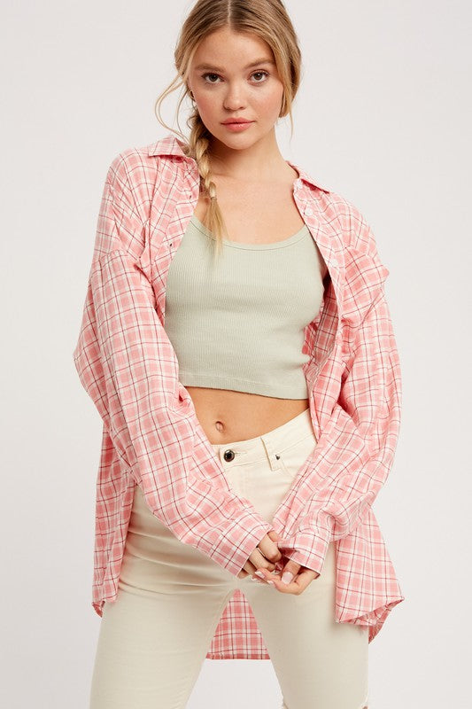 Pink/Red Plaid Top
