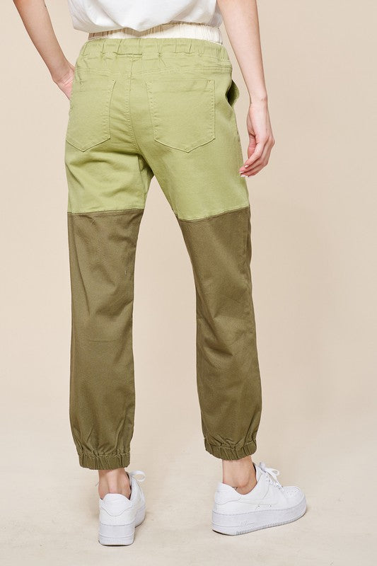 Olive Colorblock Joggers