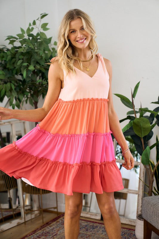 Pink Colorblock Dress