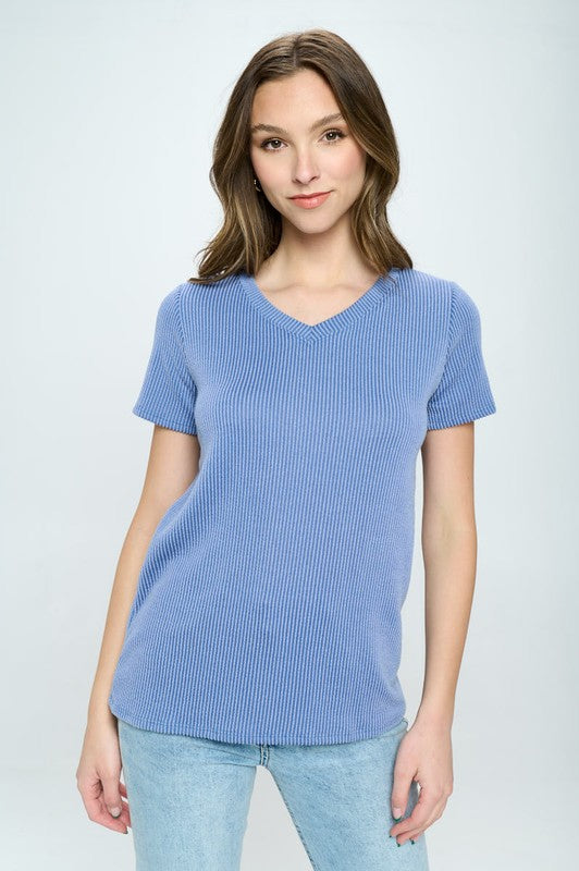 Ribbed V Neck Top