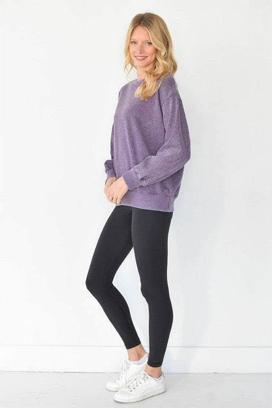 Plum Mineral Wash Pullover Top