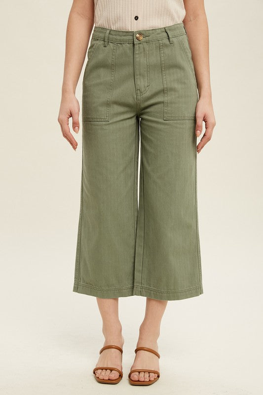 Cropped Olive Pants