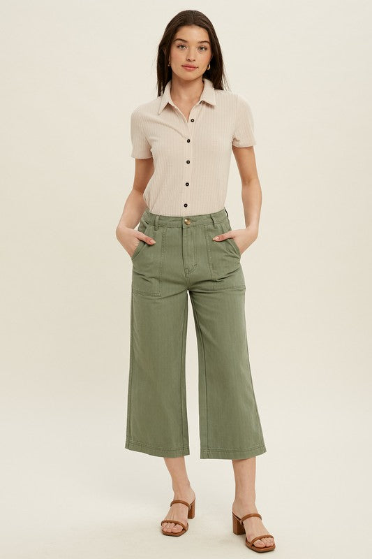Cropped Olive Pants