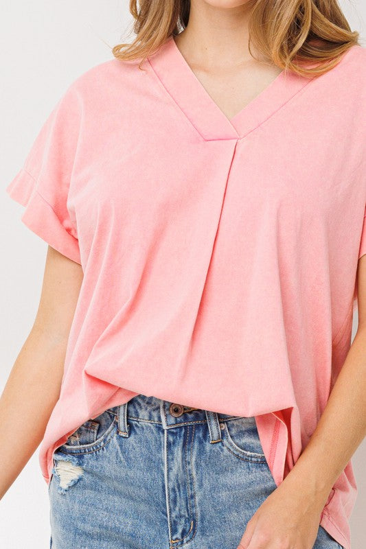 Washed Pleated Top