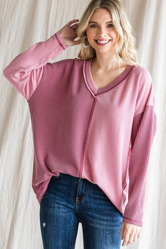 Mauve Mix Colorblock Top