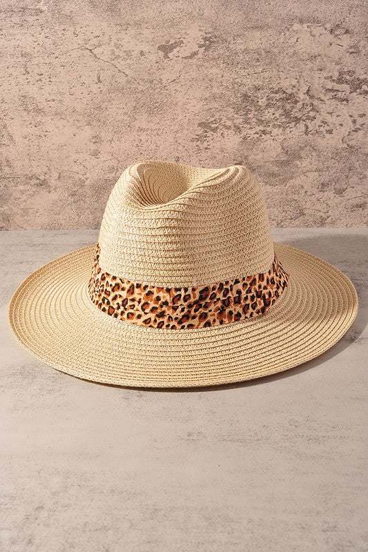 Beige Shimmer w/ Leopard Sun Hat