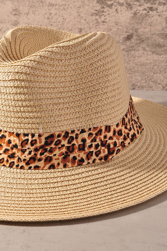 Beige Shimmer w/ Leopard Sun Hat