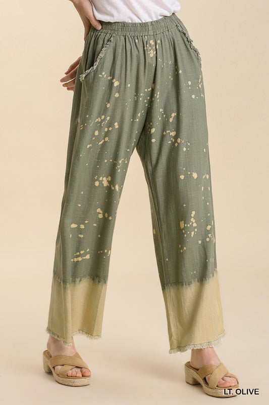 Bleach Dip Dye Olive Pants