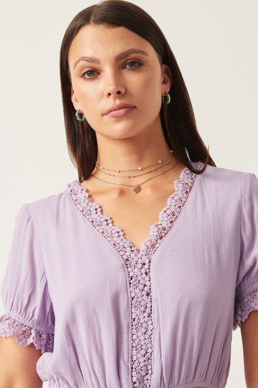 Lavender Crochet Romper