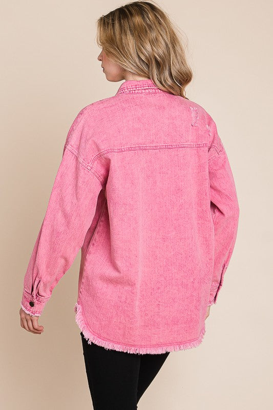 Acid Wash Pink Denim Jacket
