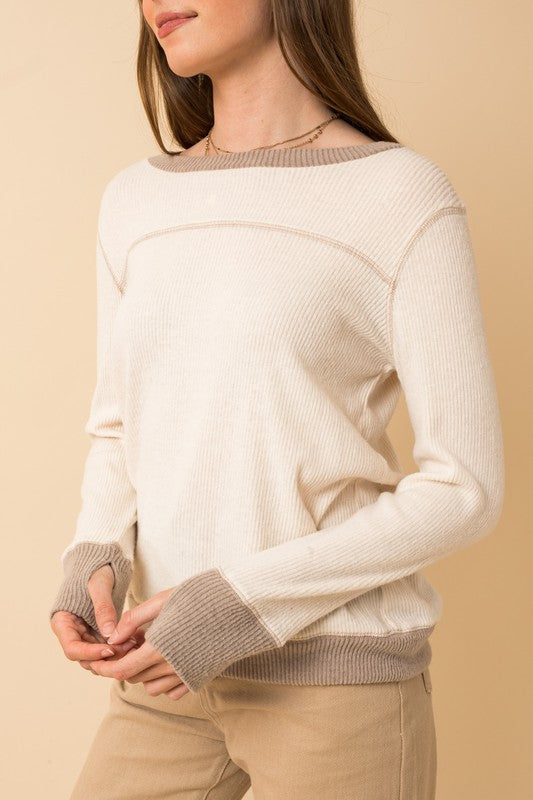 Reverse Stitch Brushed Top