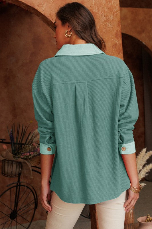 Washed Green Pullover Top