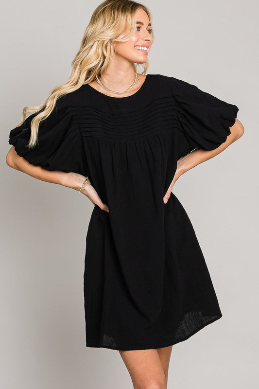 Pleated Black Dress