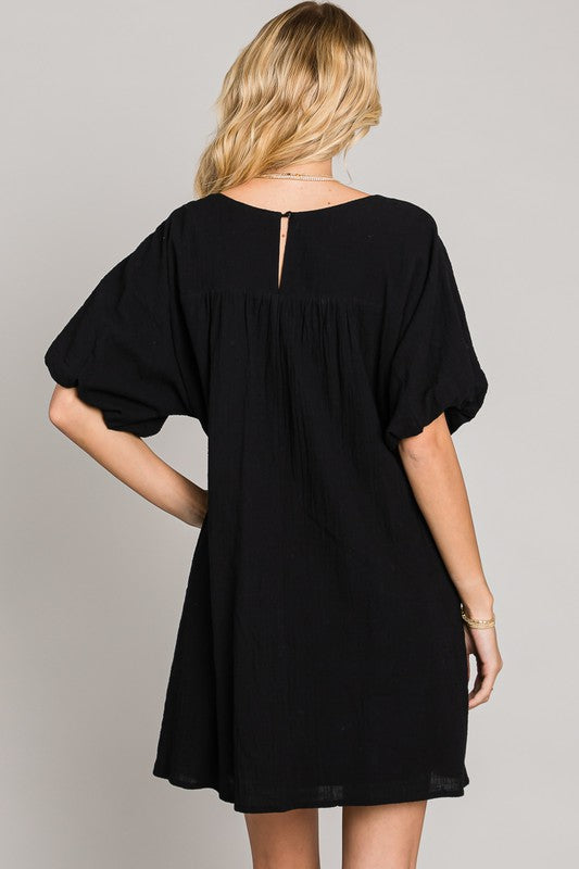 Pleated Black Dress