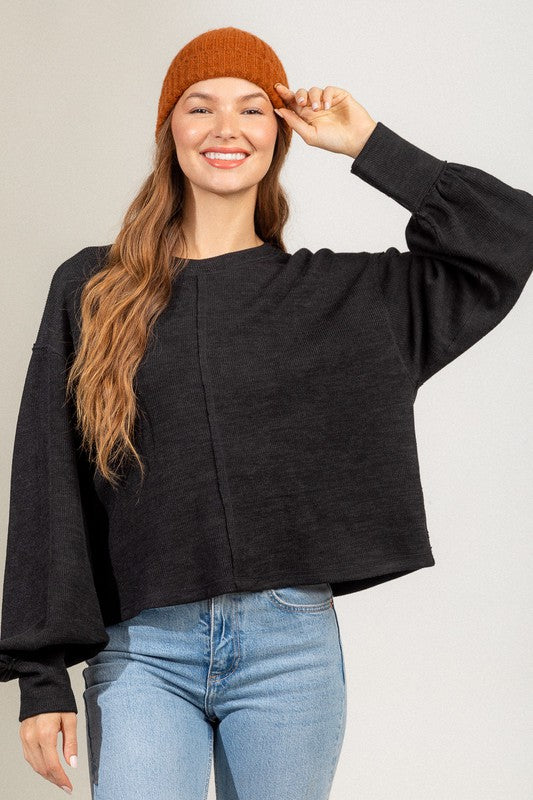 Balloon Sleeve Sweater Top