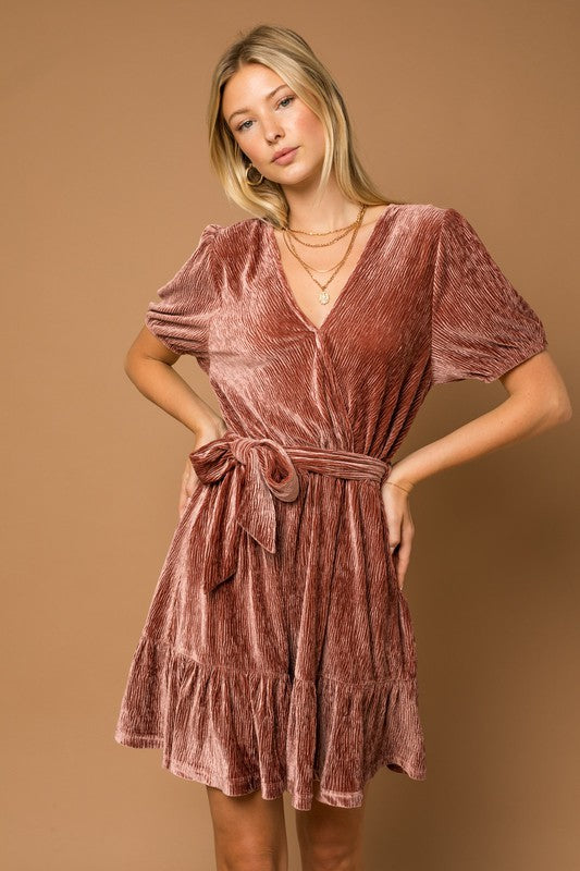 Velvet Surplice Dress