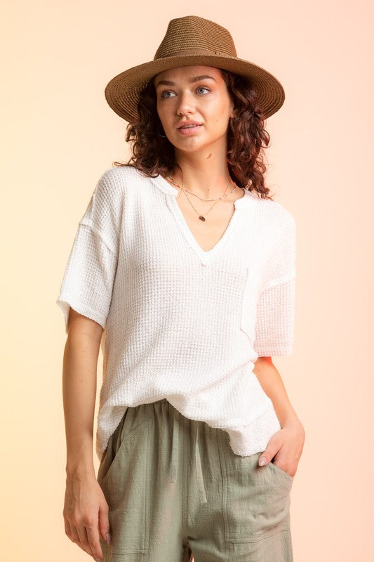 White Waffle Knit Everyday Top