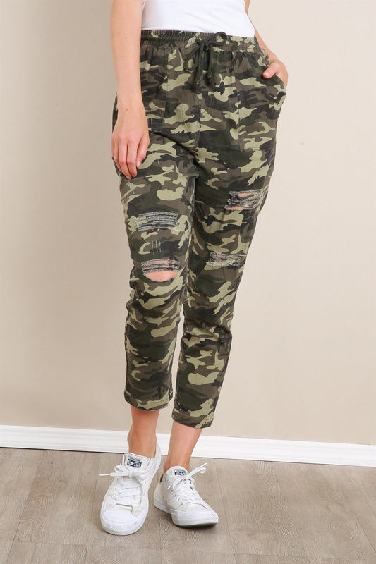 Camo Distressed Pants