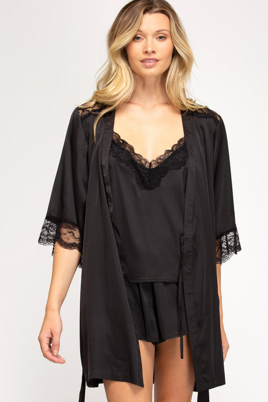 Lace Satin Robe