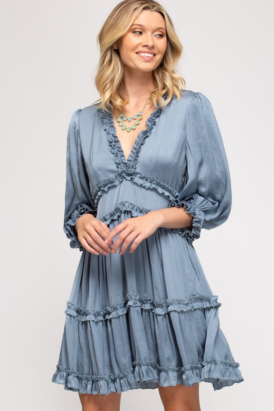 Dusty Blue Satin Dress