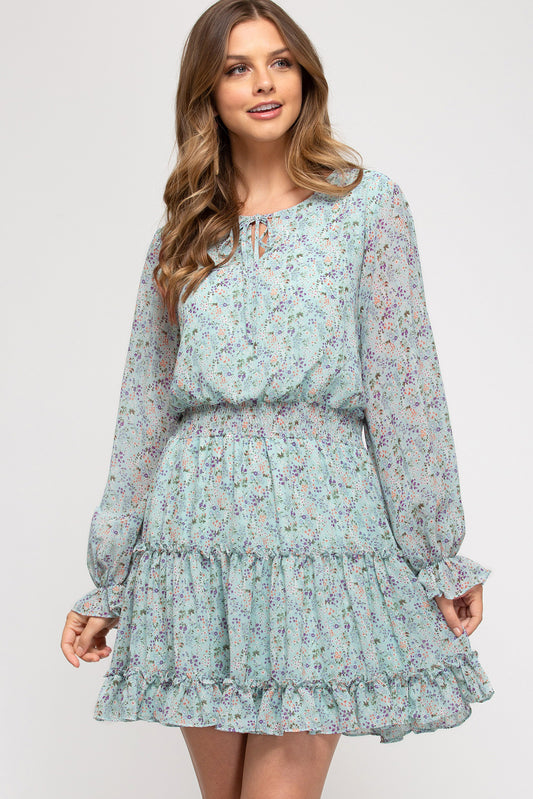 Mint Floral Dress