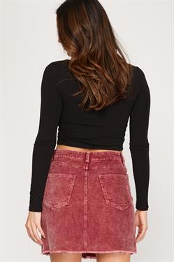 Berry Corduroy Skirt