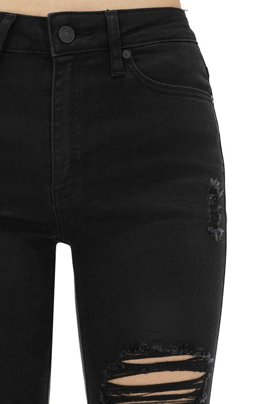 Leilani Black Distressed Skinny Jeans- Kan Cans