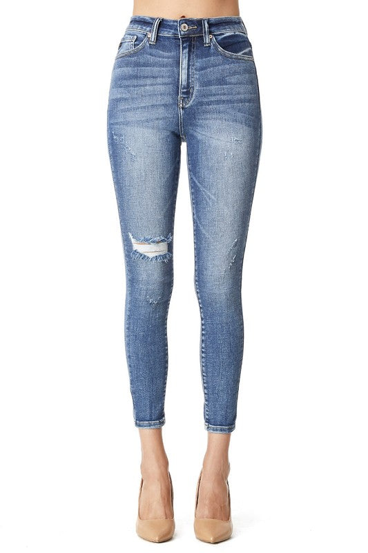 Courtney Distressed Skinny Jeans-KanCan