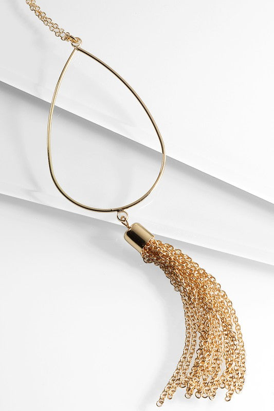 Gold Teardrop Tassel Necklace