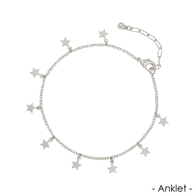 Matte Anklet with Star Charms