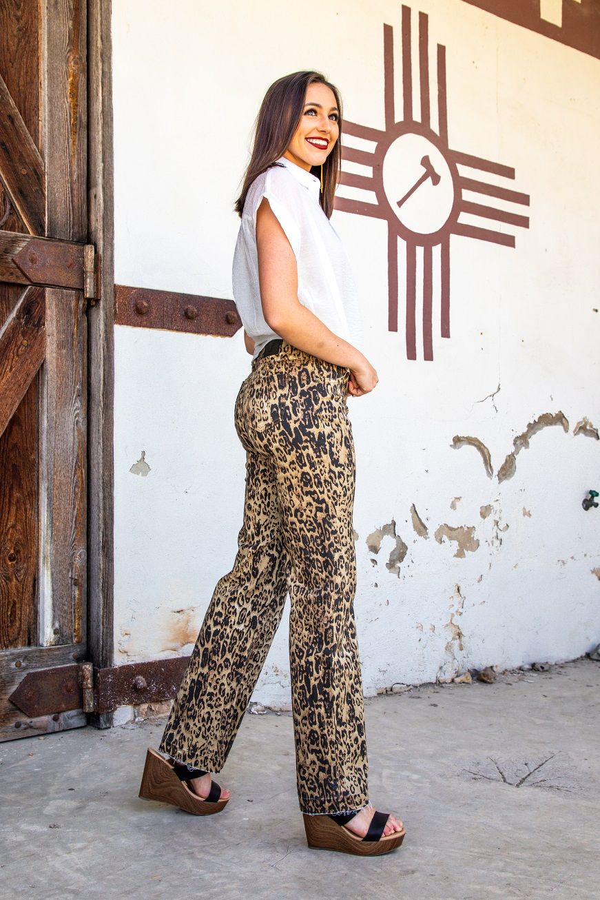 Leopard Flare Jeans