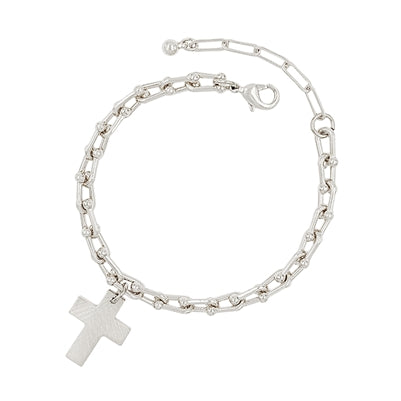 Link Bracelet with Matte Cross Charm