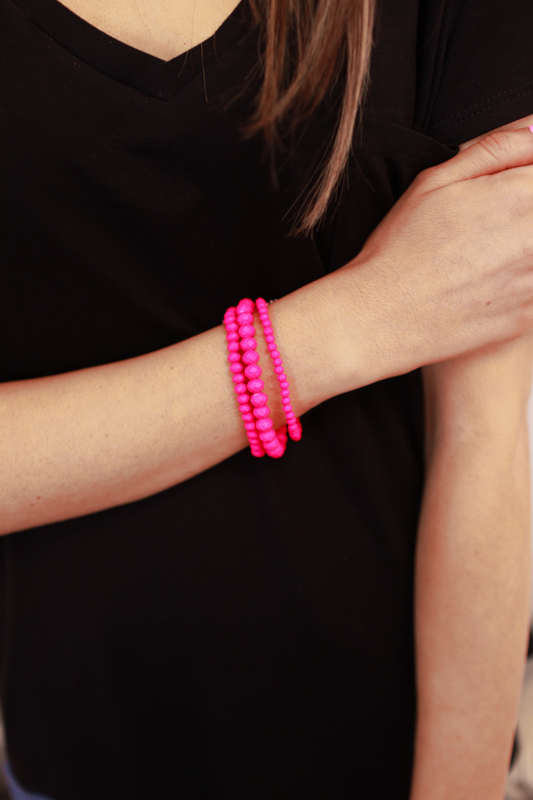 Elaina Beaded Pink Bracelet