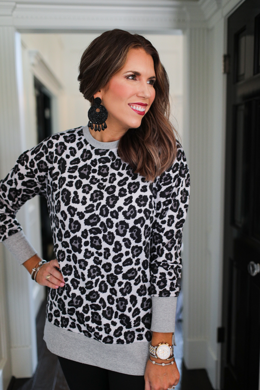 Grey Leopard Tunic Top