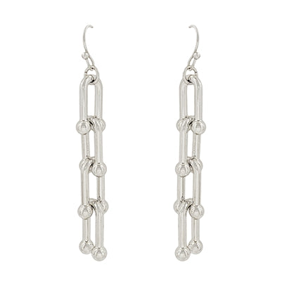 Silver Chain Link 2" Drop Earring