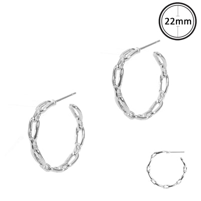 Silver Chain Link Hoop Earrings
