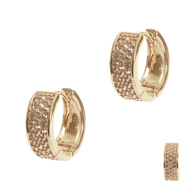 Gold CZ Rhinestone Huggie Earring