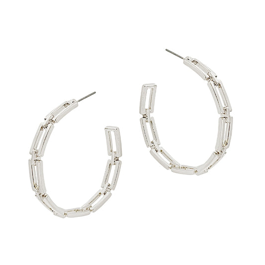 Matte Silver Open Chain Earring