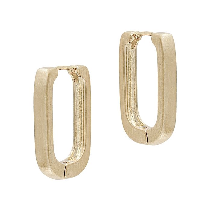 Matte Small Rounded Rectangle Huggie Hoop Earring,