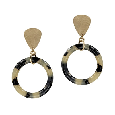 Acrylic Circle with Gold Accent 2" Earring